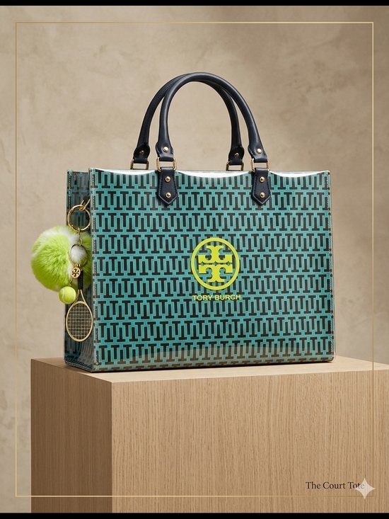 Tory Burch Handbags - Tory Burch Paper Shopping Bag In PVC Plastic With Purse Charm